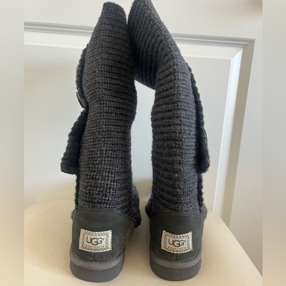 Ugg Australia Classic Cardy Gray Knit Tall Winter Boots Women’s Size 7 - Picture 6 of 10